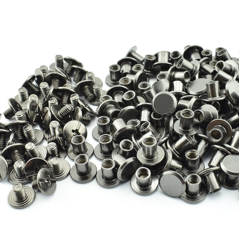 LQ Industrial 120pcs Chicago Screw Slotted Philip Head Binding Screws Rivet Book Binding DIY Leather Craft Assembly Bolt 5x6mm Black - Image 5